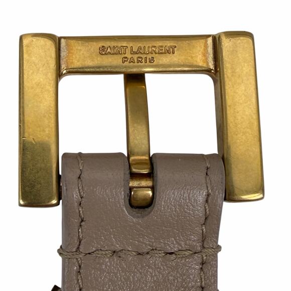 Saint Laurent Cassandre Logo Belt Square Buckle Leather Beige Size 90/36 main image 7